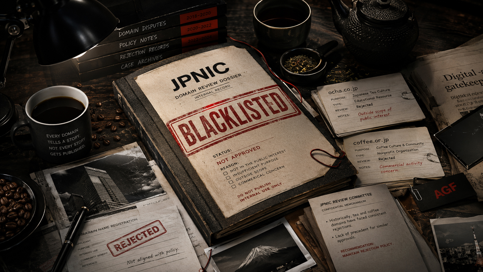 ブラックリスト疑惑とAGF、お茶、コーヒーのドメイン記録を象徴する画像